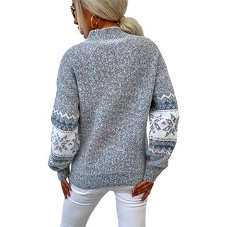 Foto 4 | Jersey Junboon Para Mujer Con Cuello Redondo Y Manga Larga Con Estampado De Copos De Nieve - Venta Internacional.
