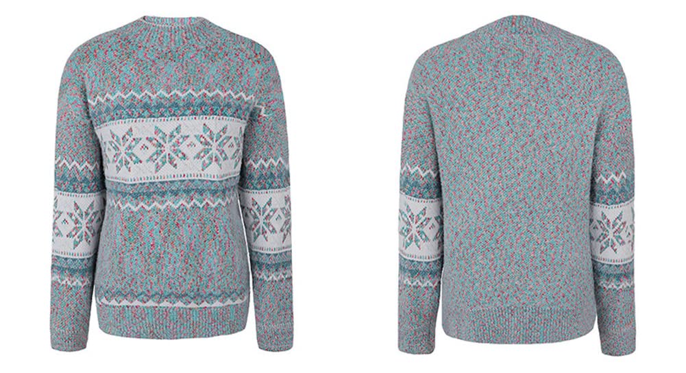 Foto 7 pulgar | Jersey Junboon Para Mujer Con Cuello Redondo Y Manga Larga Con Estampado De Copos De Nieve - Venta Internacional.
