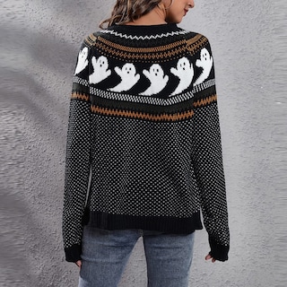 Foto 5 | Jersey Junboon Para Mujer, Vintage, Con Lunares, Diseño De Halloween, Diseño De Fantasma - Venta Internacional.