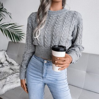 Foto 2 | Jersey Junboon Para Mujer, Cuello Redondo, Manga Larga, Punto Torcido - Venta Internacional.
