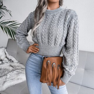 Foto 3 | Jersey Junboon Para Mujer, Cuello Redondo, Manga Larga, Punto Torcido - Venta Internacional.