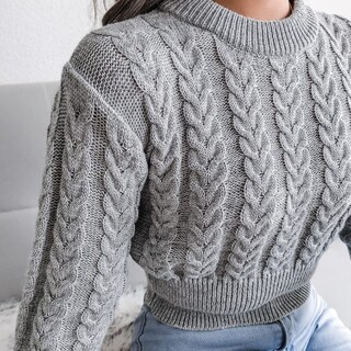 Foto 5 | Jersey Junboon Para Mujer, Cuello Redondo, Manga Larga, Punto Torcido - Venta Internacional.