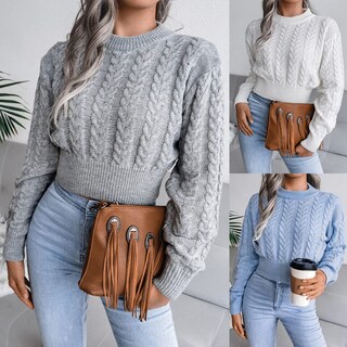 Foto 6 | Jersey Junboon Para Mujer, Cuello Redondo, Manga Larga, Punto Torcido - Venta Internacional.