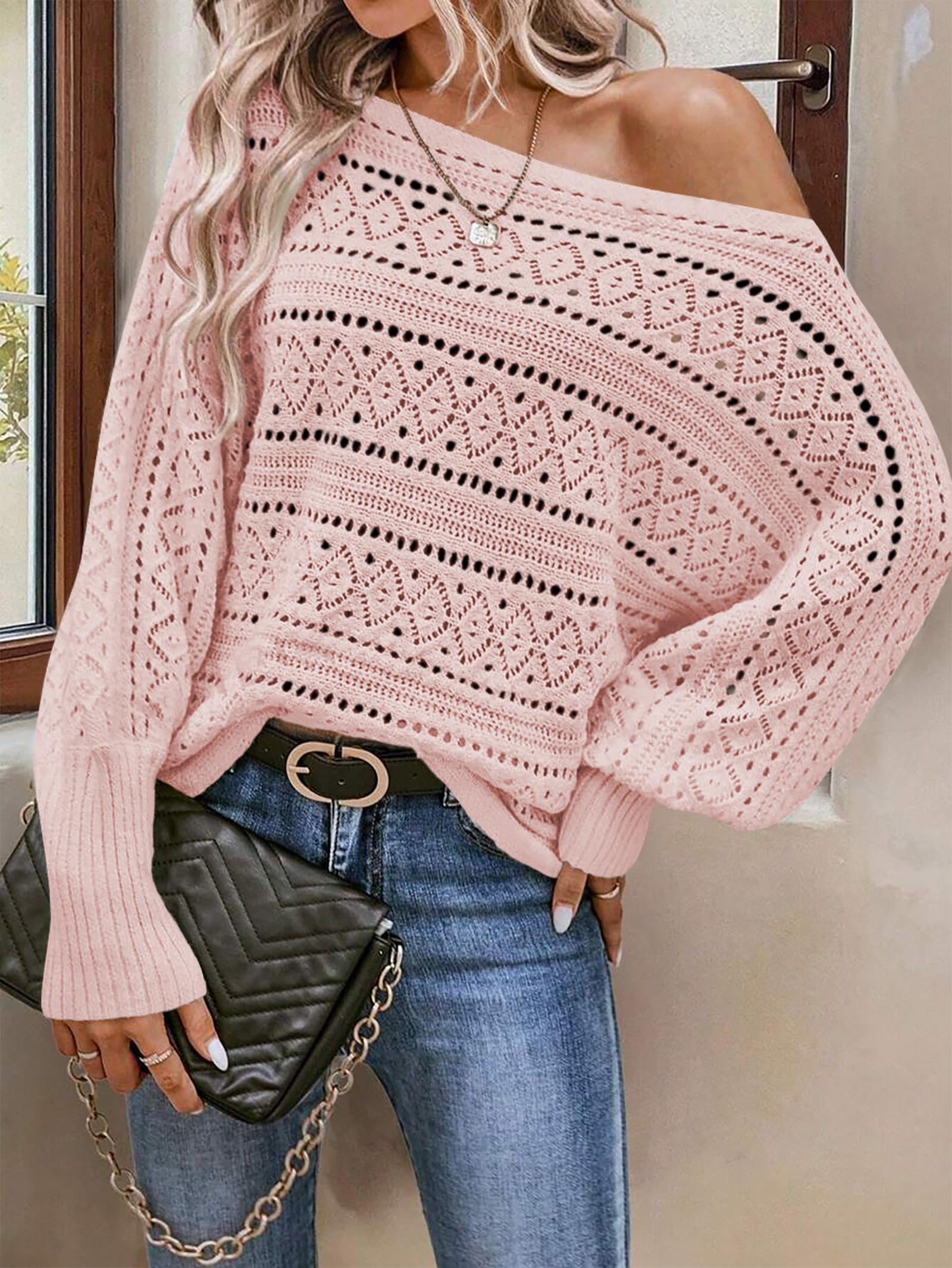 Foto 2 | Jersey Cakulo Para Mujer Con Hombros Descubiertos, Otoño 2024, Rosa Claro - Venta Internacional.