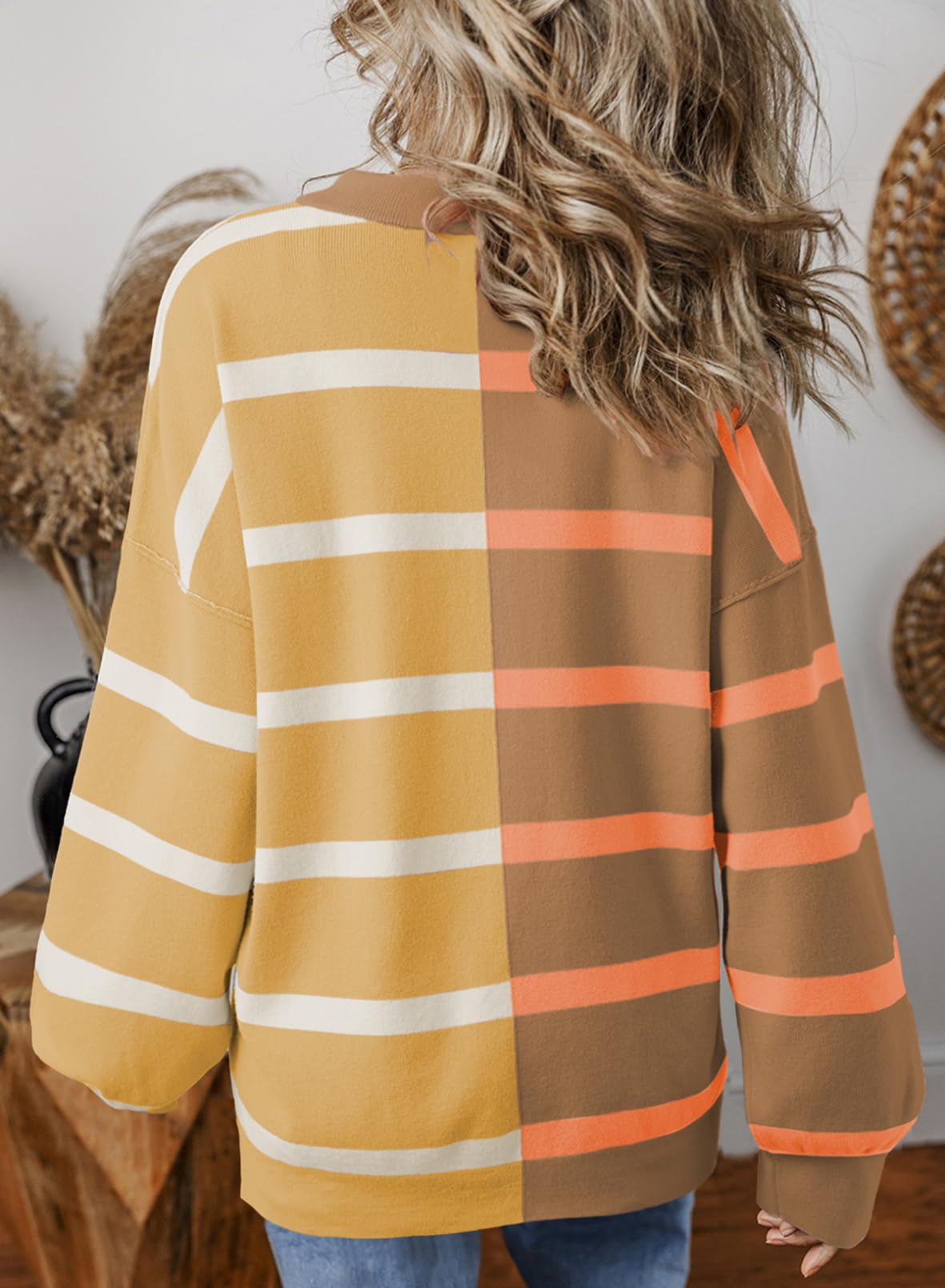 Foto 5 pulgar | Jersey Evaless Para Mujer, Tejido A Rayas, Holgado, De Gran Tamaño - Venta Internacional.