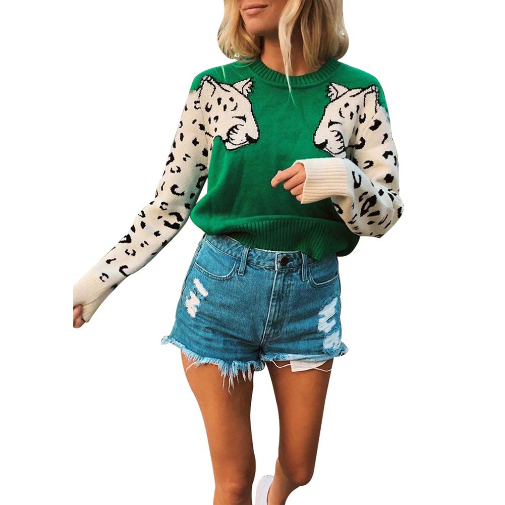 Foto 2 pulgar | Jersey Junboon Para Mujer, Casual, Con Estampado De Leopardo, Tejido Verde - Venta Internacional.
