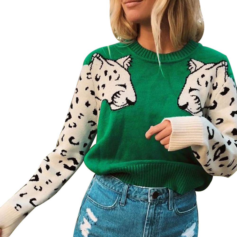 Foto 3 pulgar | Jersey Junboon Para Mujer, Casual, Con Estampado De Leopardo, Tejido Verde - Venta Internacional.