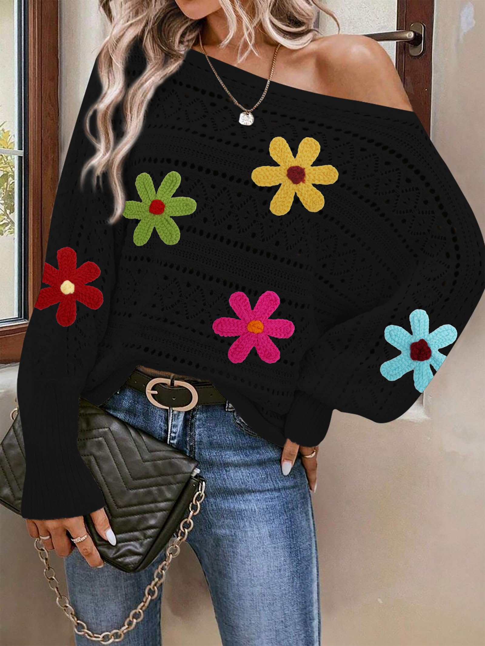 Foto 3 pulgar | Jersey Cakulo Para Mujer Con Hombros Descubiertos, Otoño 2024, Negro S - Venta Internacional.