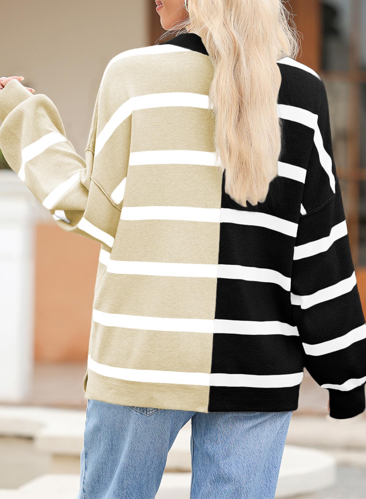 Foto 4 | Suéteres Evaless 2024 Trend De Moda Para Mujer A Rayas Negras L - Venta Internacional.