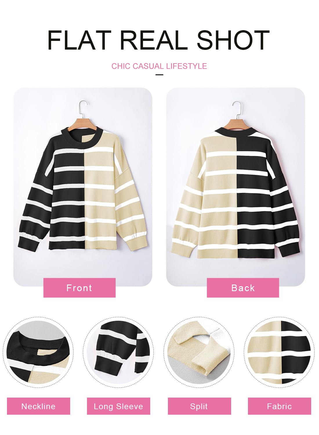 Foto 5 | Suéteres Evaless 2024 Trend De Moda Para Mujer A Rayas Negras L - Venta Internacional.