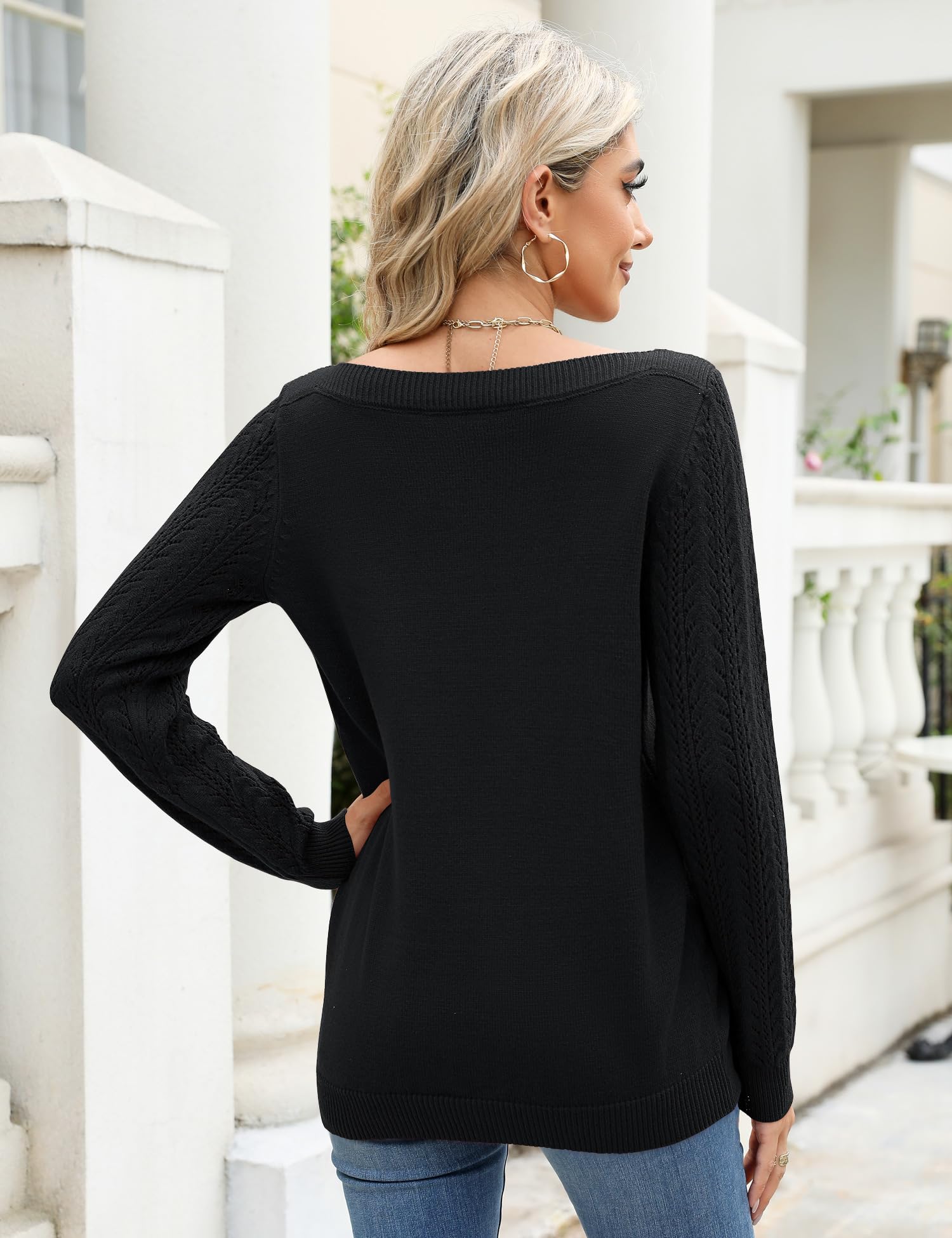 Foto 5 pulgar | Jersey Lomon Para Mujer, Cuello Barco, Manga Larga, Punto Negro, 2024 - Venta Internacional.