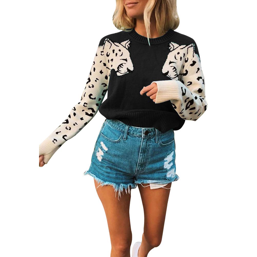 Foto 2 pulgar | Jersey Junboon Para Mujer, Casual, Con Estampado De Leopardo, Tejido Negro - Venta Internacional.