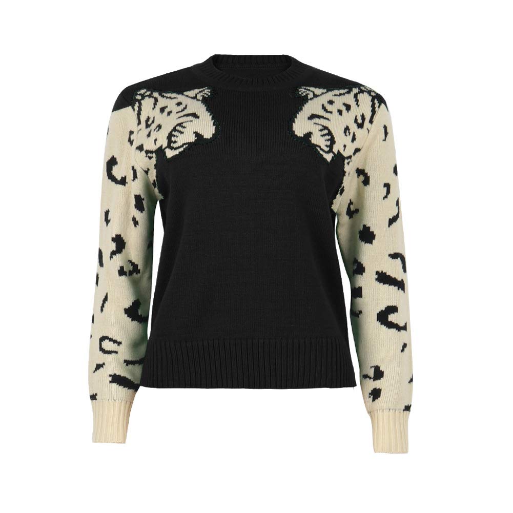 Foto 4 pulgar | Jersey Junboon Para Mujer, Casual, Con Estampado De Leopardo, Tejido Negro - Venta Internacional.
