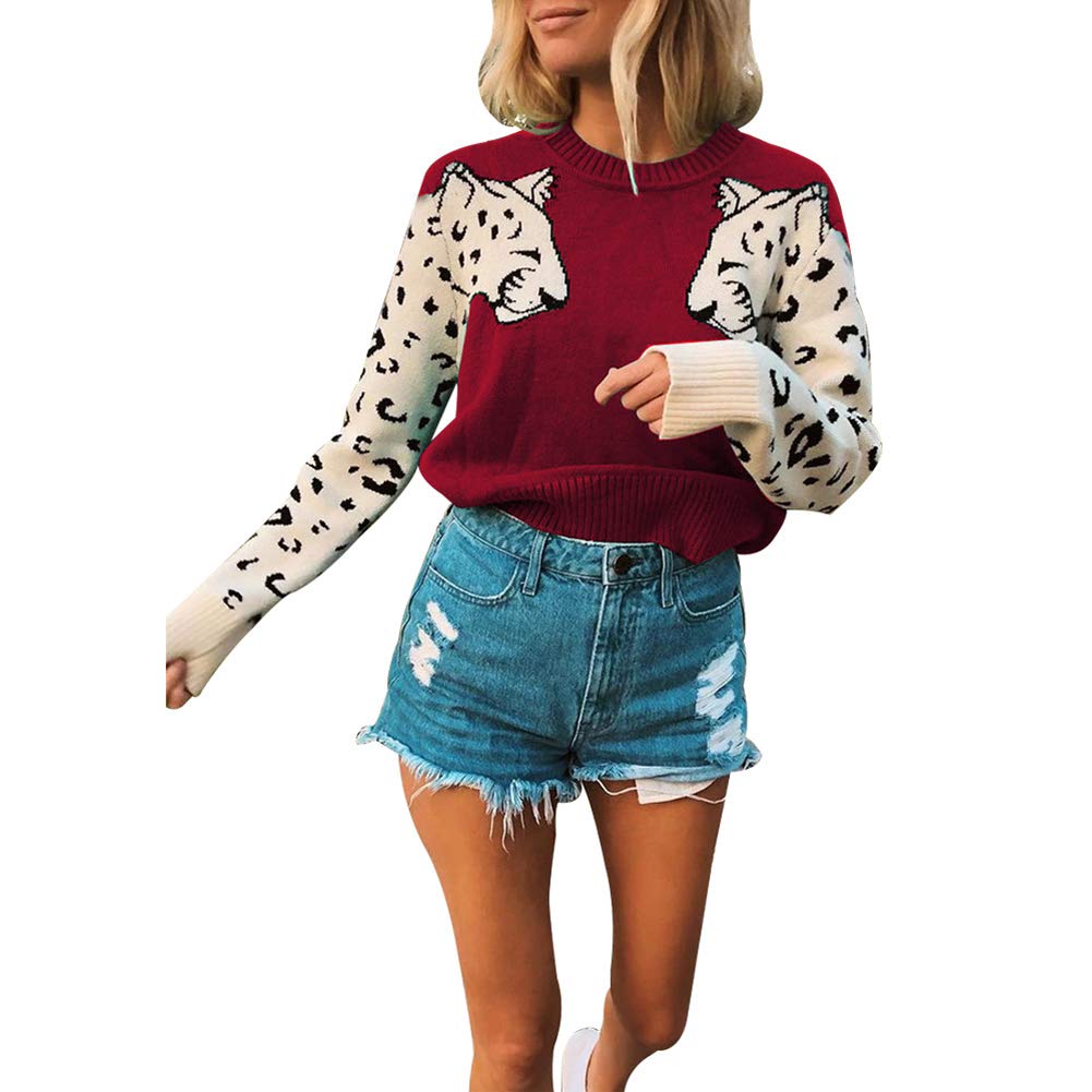 Foto 2 pulgar | Jersey Junboon Para Mujer, Casual, Con Estampado De Leopardo, Tejido Rojo - Venta Internacional.