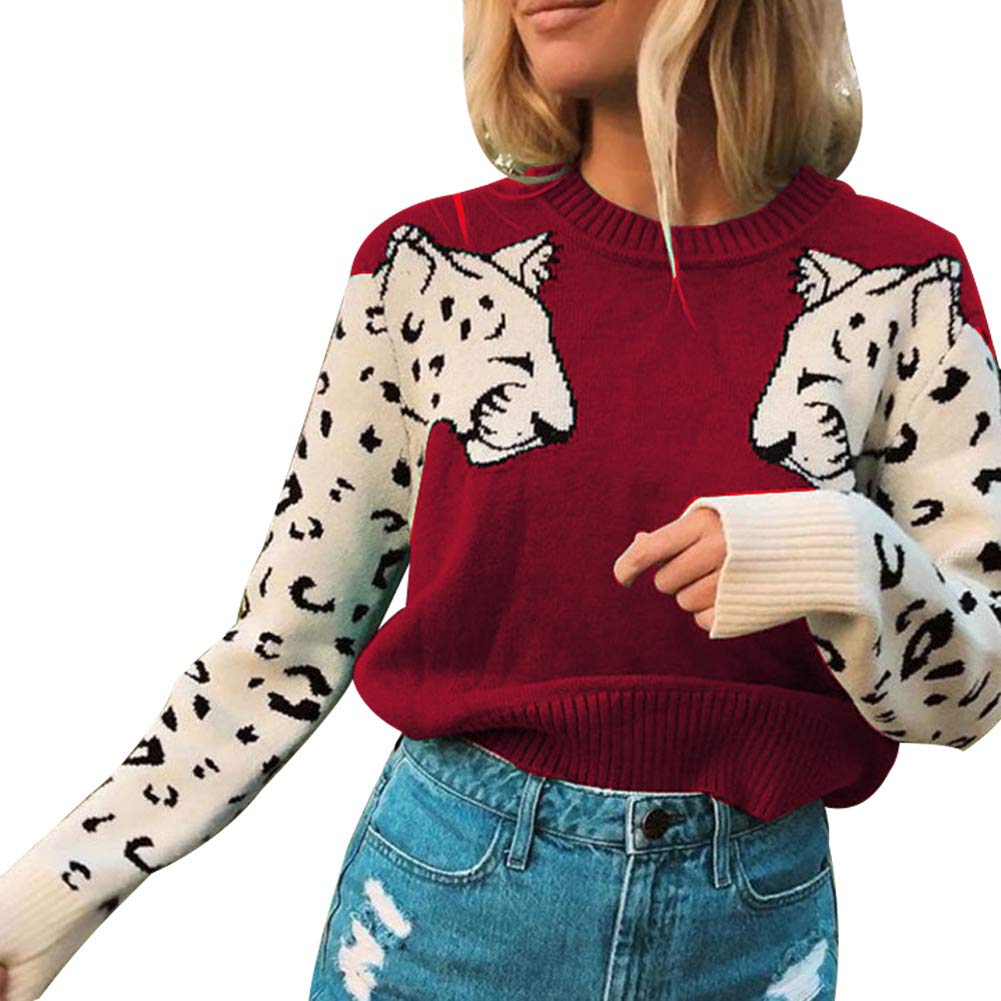 Foto 3 pulgar | Jersey Junboon Para Mujer, Casual, Con Estampado De Leopardo, Tejido Rojo - Venta Internacional.