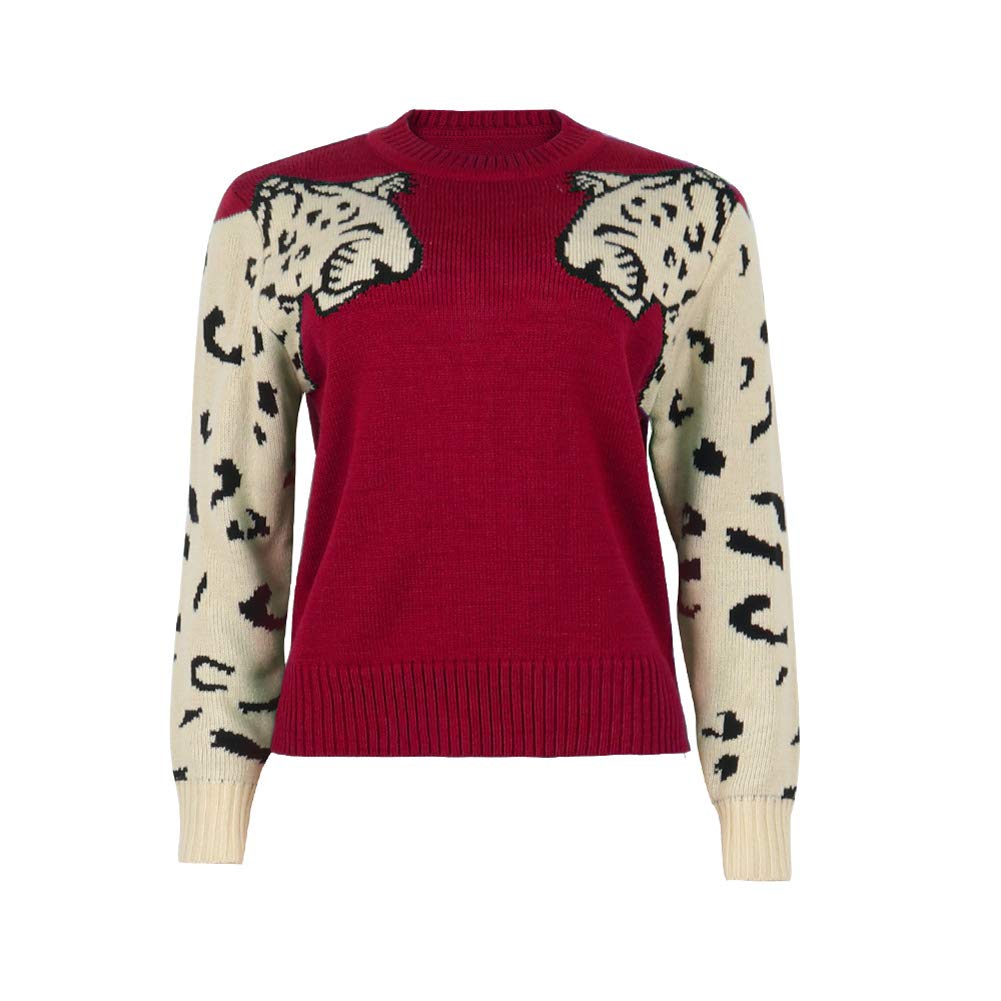 Foto 4 pulgar | Jersey Junboon Para Mujer, Casual, Con Estampado De Leopardo, Tejido Rojo - Venta Internacional.