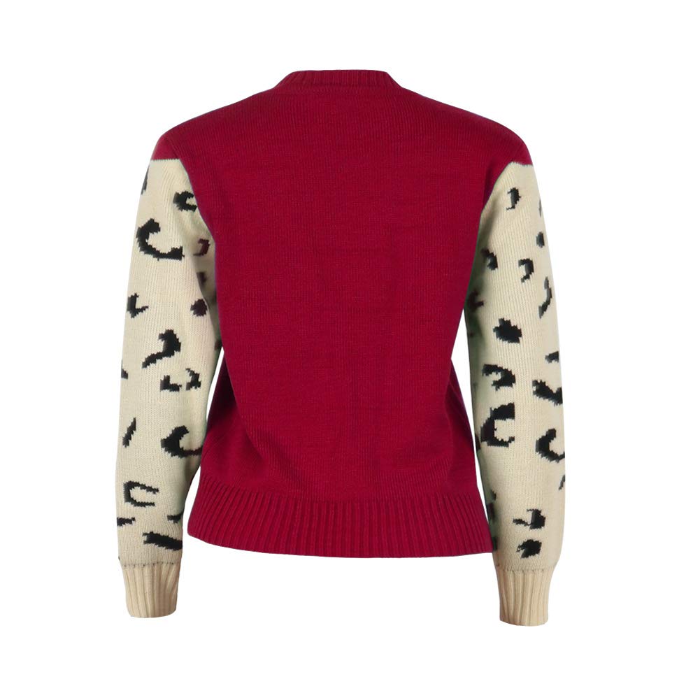 Foto 5 pulgar | Jersey Junboon Para Mujer, Casual, Con Estampado De Leopardo, Tejido Rojo - Venta Internacional.
