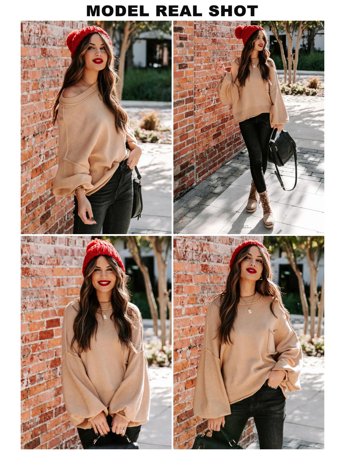 Foto 5 pulgar | Jersey Evaless Para Mujer Con Cuello Redondo Y Linterna De Manga Larga A La Moda - Venta Internacional.