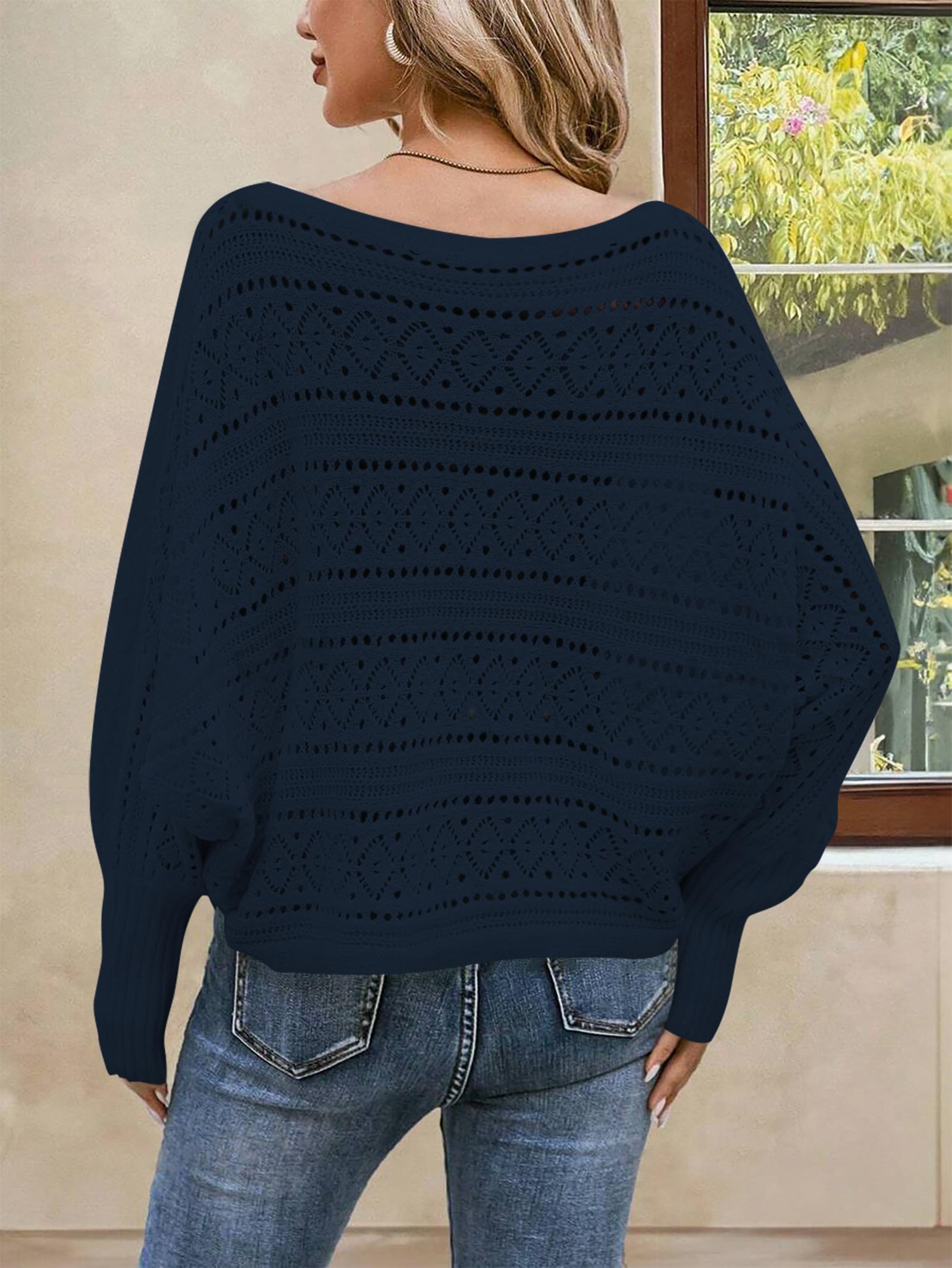 Foto 5 pulgar | Jersey Cakulo Para Mujer Con Hombros Descubiertos, Color Azul Marino, Talla M - Venta Internacional.