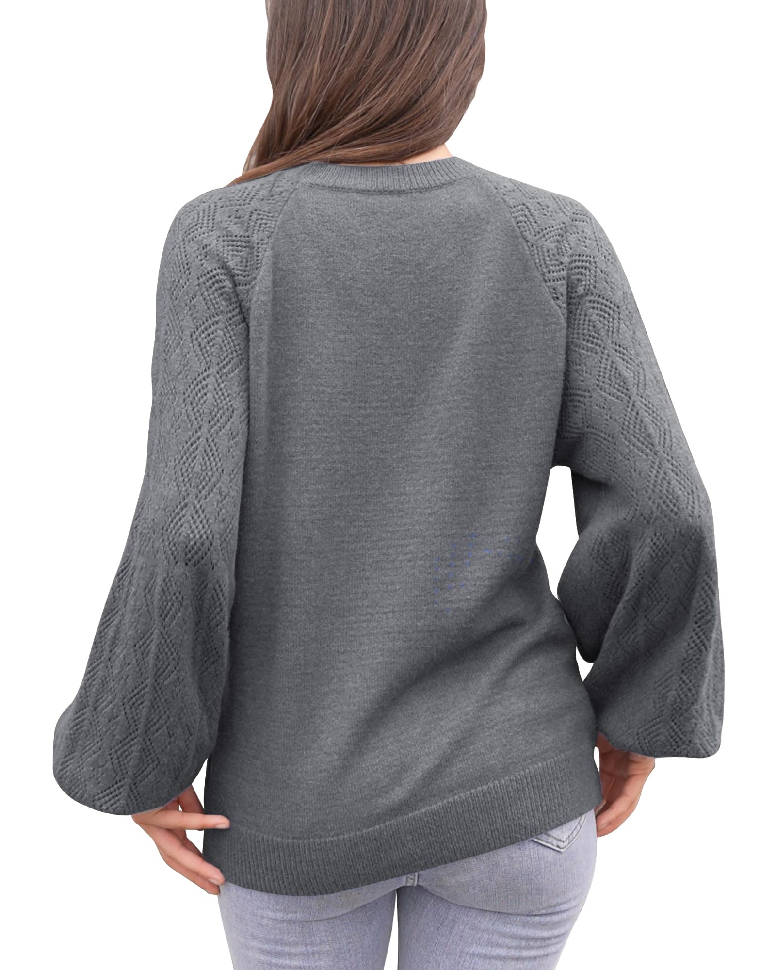 Foto 4 pulgar | Jersey Messic Para Mujer, Manga Abullonada, Cuello En V, Punto Holgado, Gris - Venta Internacional.