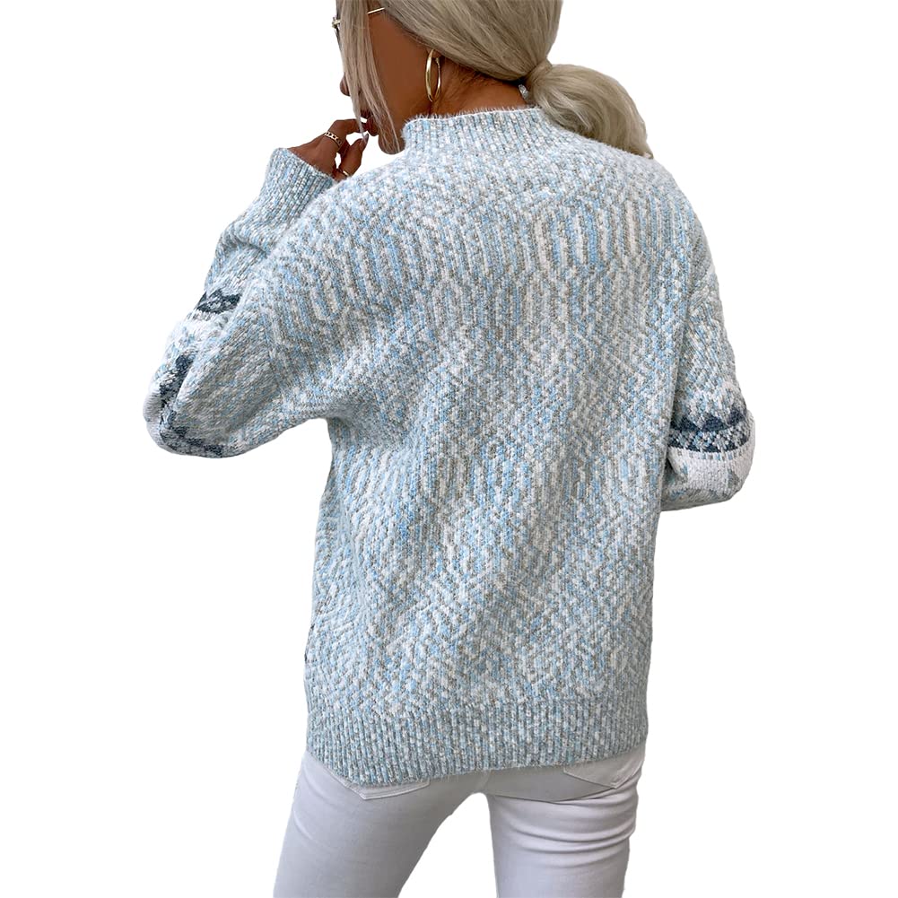 Foto 5 pulgar | Jersey Junboon Para Mujer Con Cuello Redondo Y Manga Larga Con Estampado De Copos De Nieve - Venta Internacional.