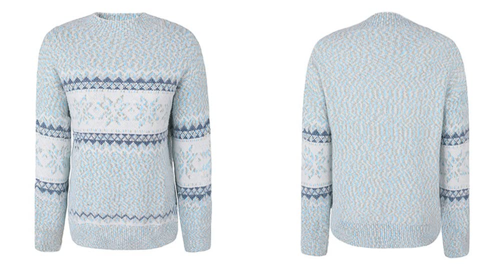 Foto 7 pulgar | Jersey Junboon Para Mujer Con Cuello Redondo Y Manga Larga Con Estampado De Copos De Nieve - Venta Internacional.