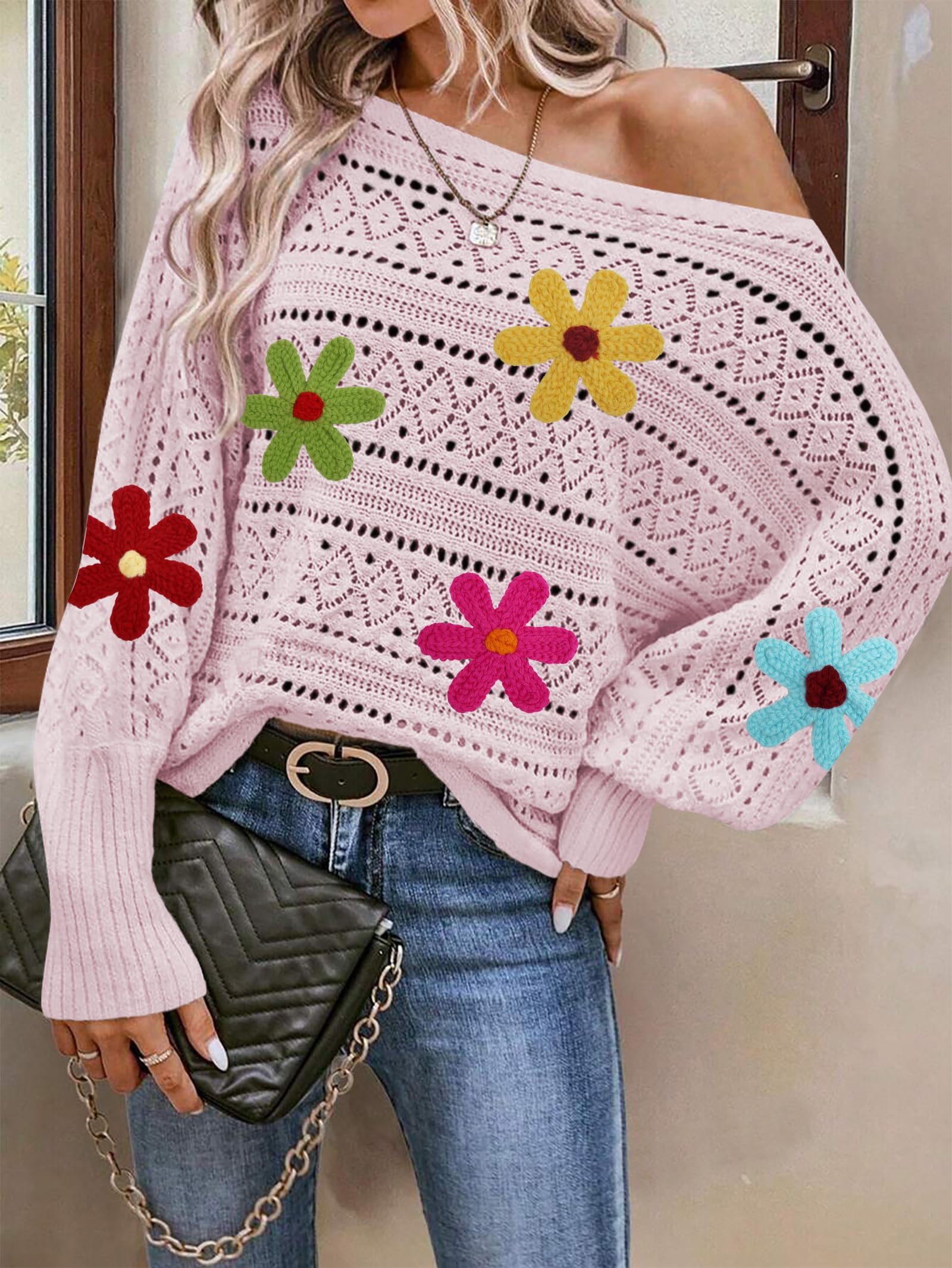 Foto 2 | Jersey Cakulo Con Hombros Descubiertos, Otoño 2024, Rosa, Talla M - Venta Internacional.