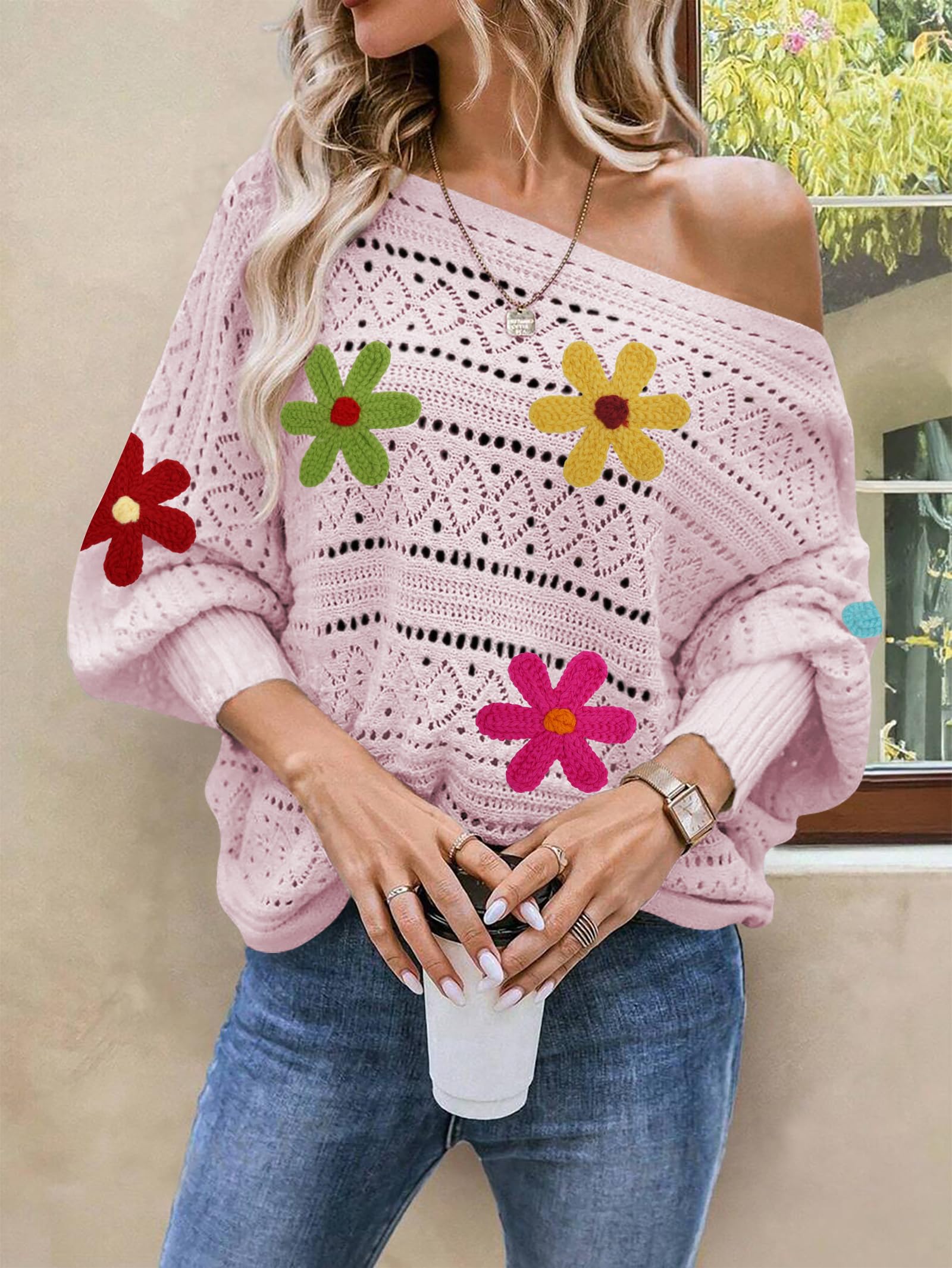 Foto 3 | Jersey Cakulo Con Hombros Descubiertos, Otoño 2024, Rosa, Talla M - Venta Internacional.