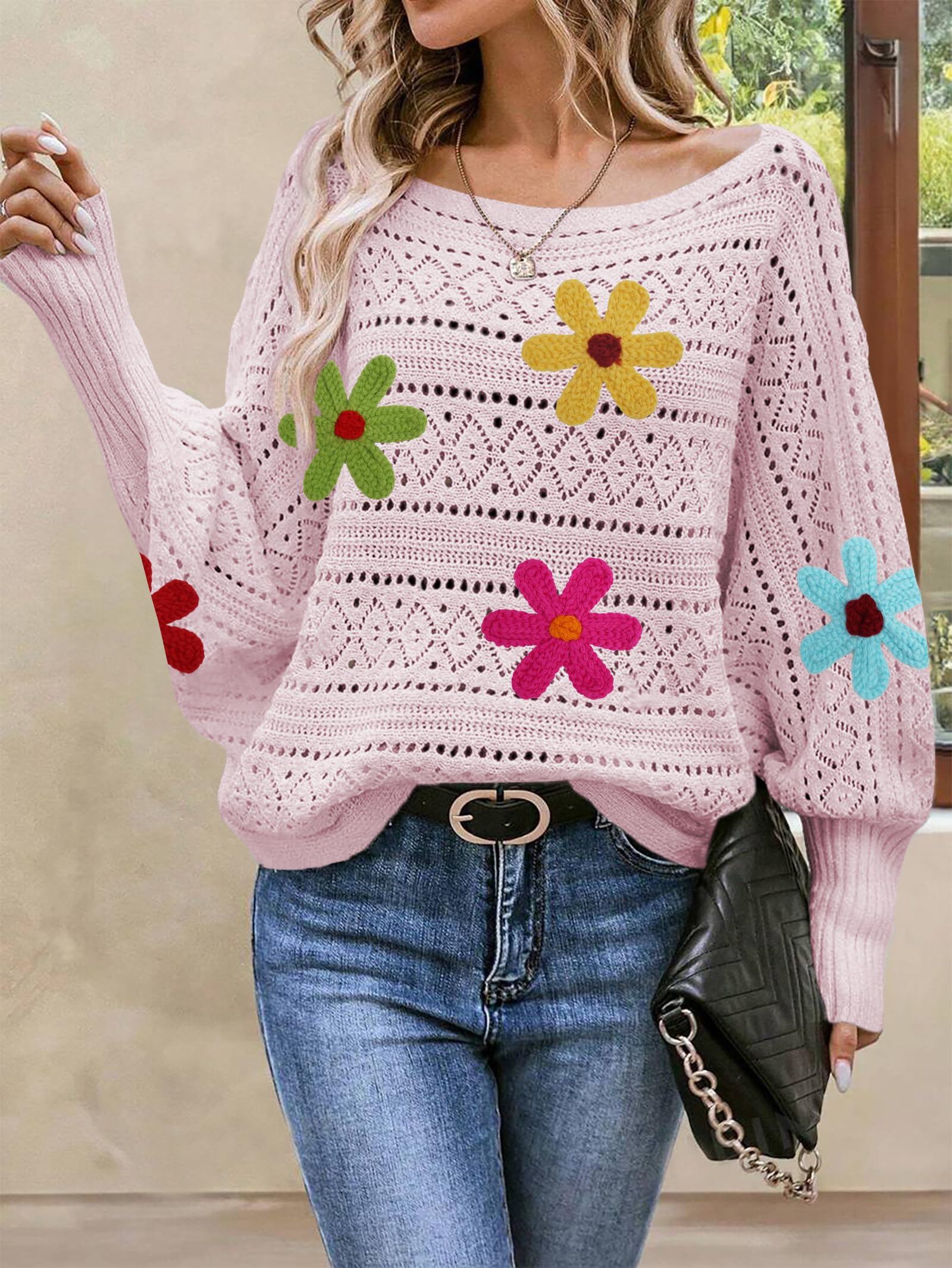 Foto 5 | Jersey Cakulo Con Hombros Descubiertos, Otoño 2024, Rosa, Talla M - Venta Internacional.