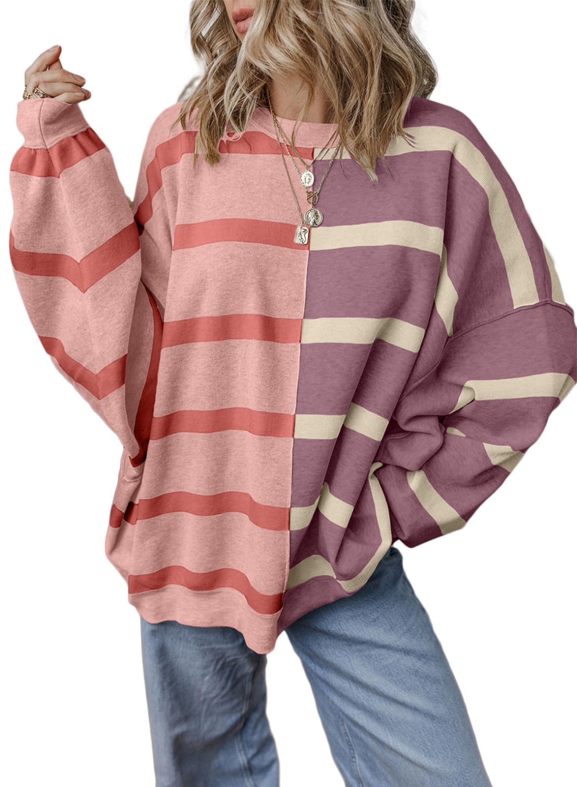 Suéter Evaless Para Mujer De Gran Tamaño A Rayas, Tendencia De Moda 2024 - Venta Internacional.