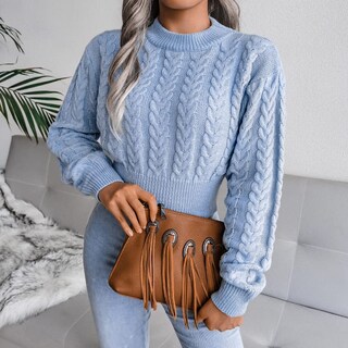 Foto 3 | Jersey Junboon Para Mujer, Cuello Redondo, Manga Larga, Punto Torcido - Venta Internacional.