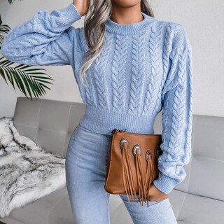 Foto 4 | Jersey Junboon Para Mujer, Cuello Redondo, Manga Larga, Punto Torcido - Venta Internacional.