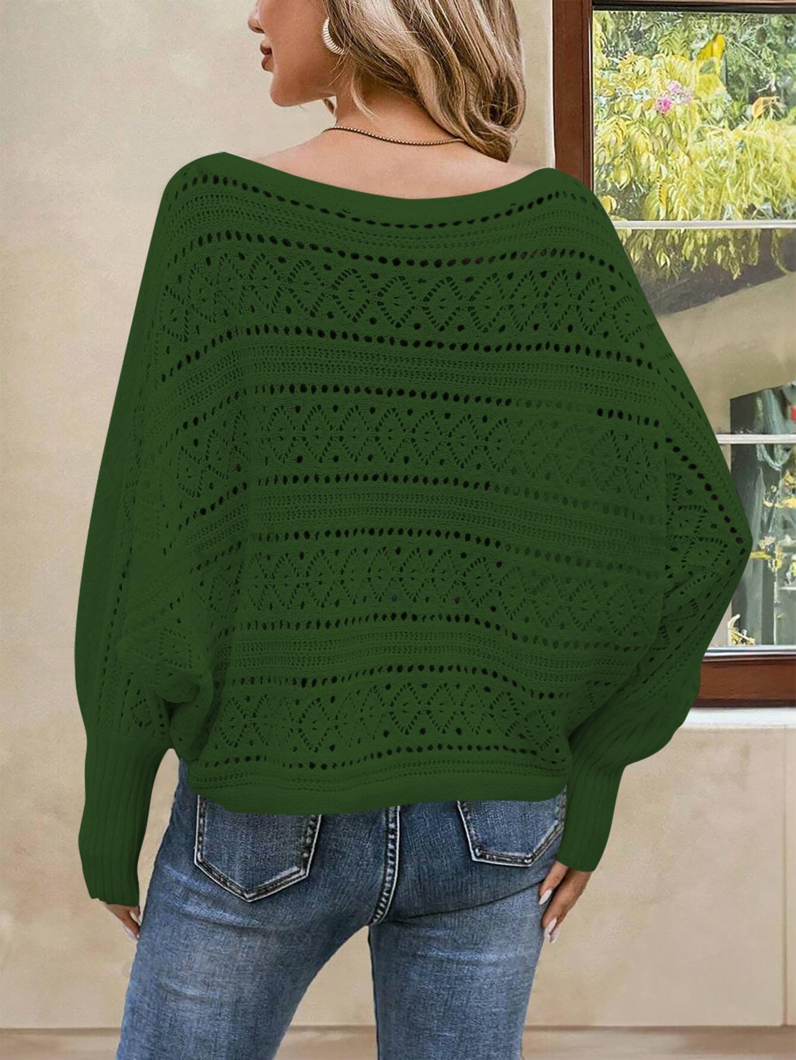 Foto 4 | Jersey Cakulo Con Hombros Descubiertos, Otoño 2024, Flor, Verde Oscuro - Venta Internacional.