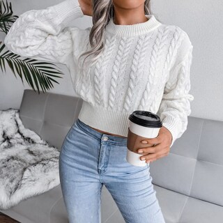 Foto 2 | Jersey Junboon Para Mujer, Cuello Redondo, Manga Larga, Punto Torcido - Venta Internacional.