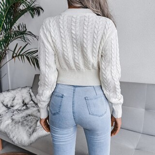 Foto 4 | Jersey Junboon Para Mujer, Cuello Redondo, Manga Larga, Punto Torcido - Venta Internacional.