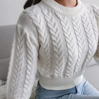 Foto 5 | Jersey Junboon Para Mujer, Cuello Redondo, Manga Larga, Punto Torcido - Venta Internacional.