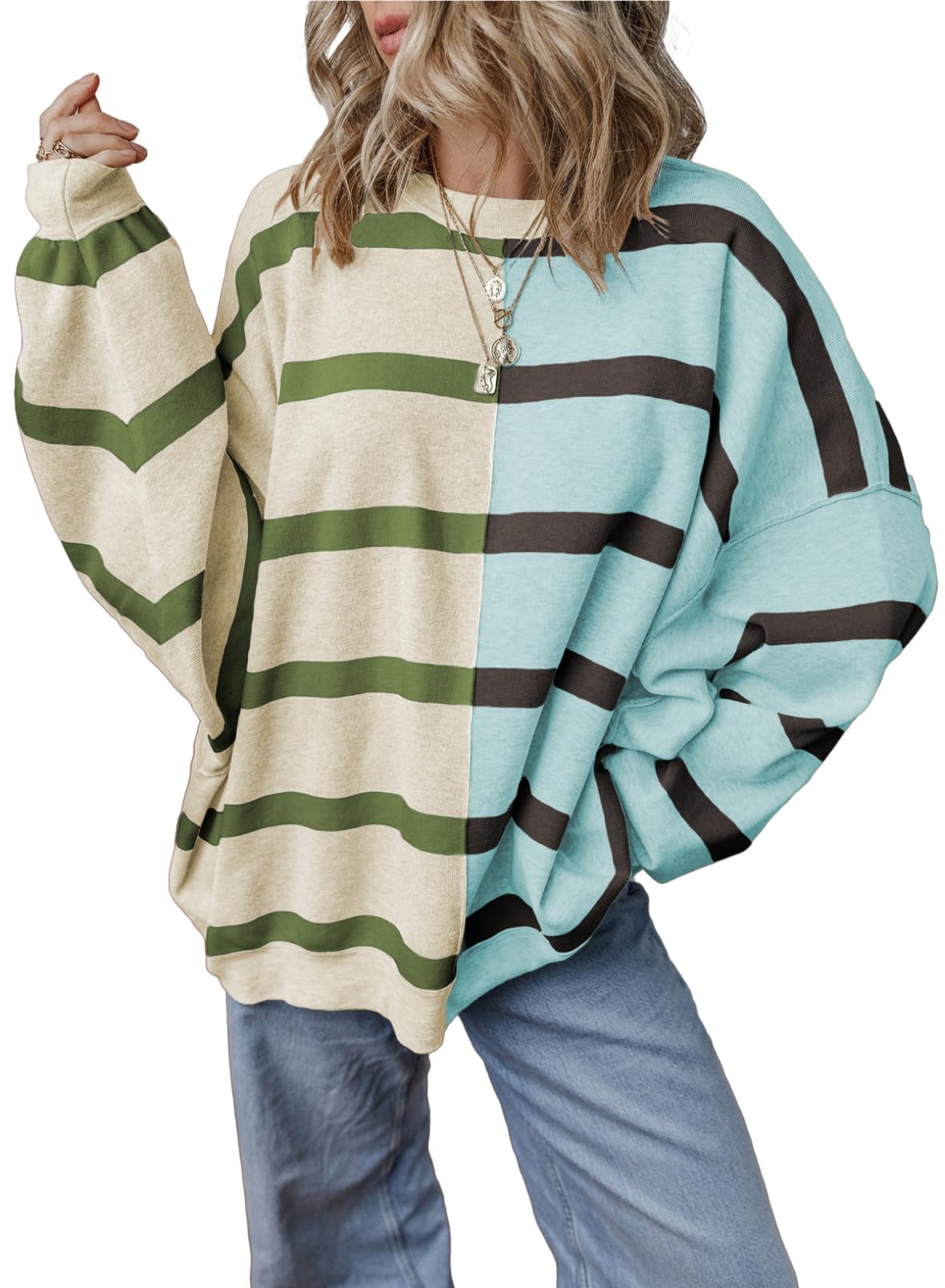 Foto 1 | Suéter Evaless Fashion De Otoño, Tejido A Rayas, Color Bloque - Venta Internacional.