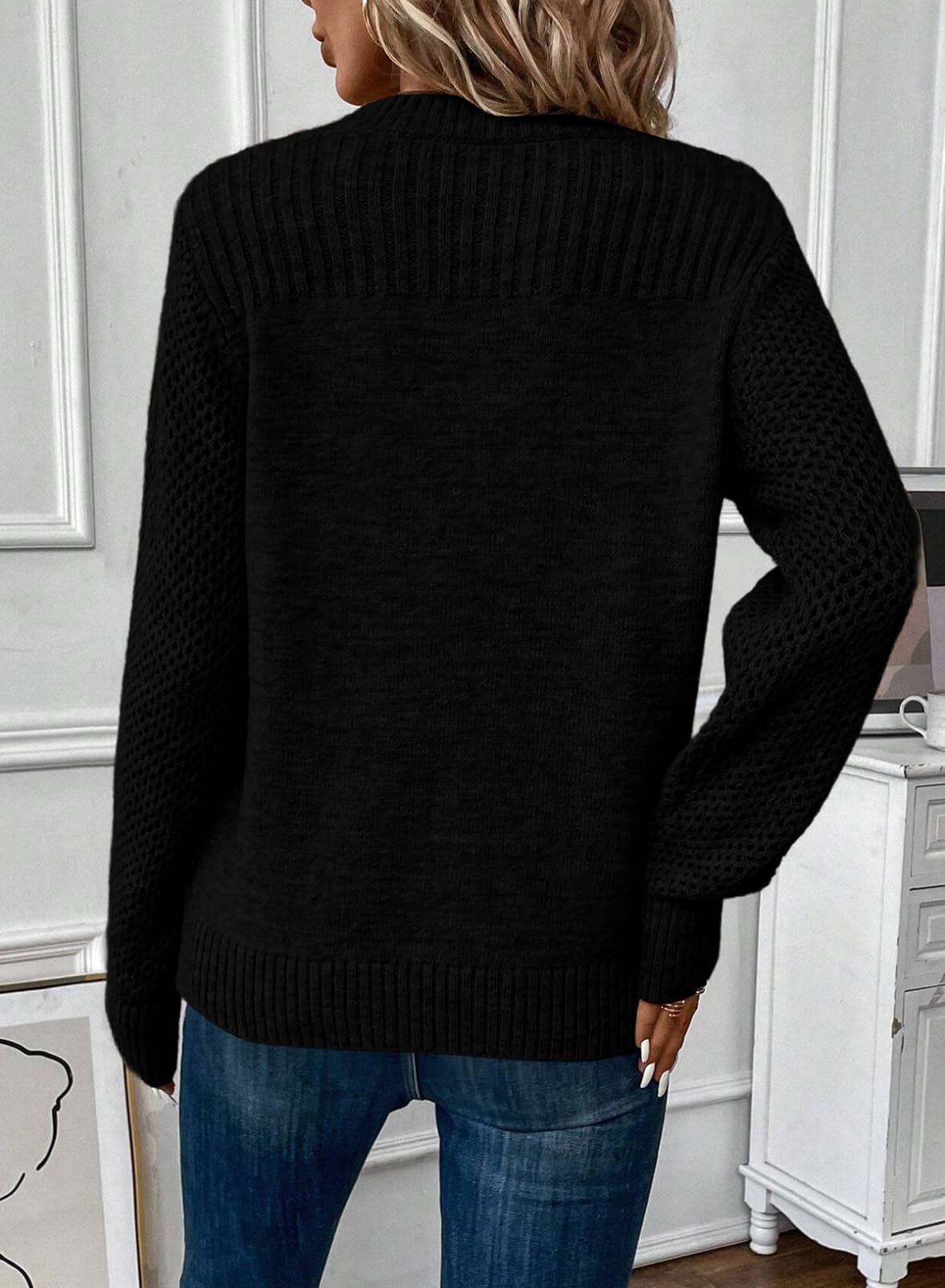 Foto 2 | Jersey Evaless Para Mujer, Moderno, De Otoño, Negro, Talla S - Venta Internacional.