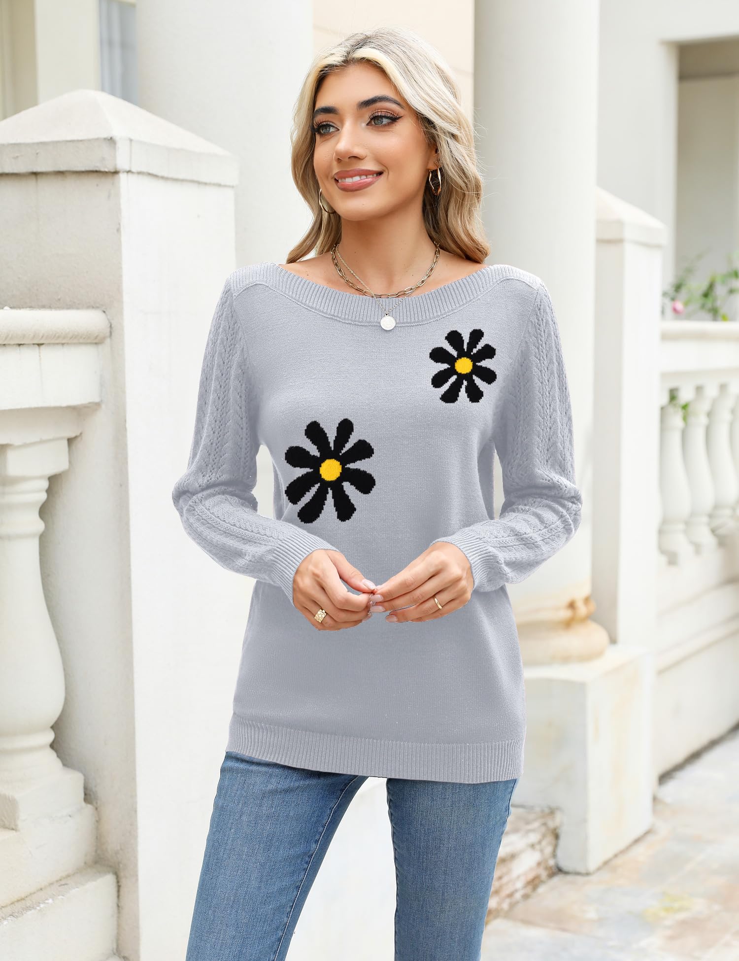 Foto 3 pulgar | Jersey Lomon Chic De Punto Fino Con Cuello De Barco Para Mujer, Color Gris - Venta Internacional.