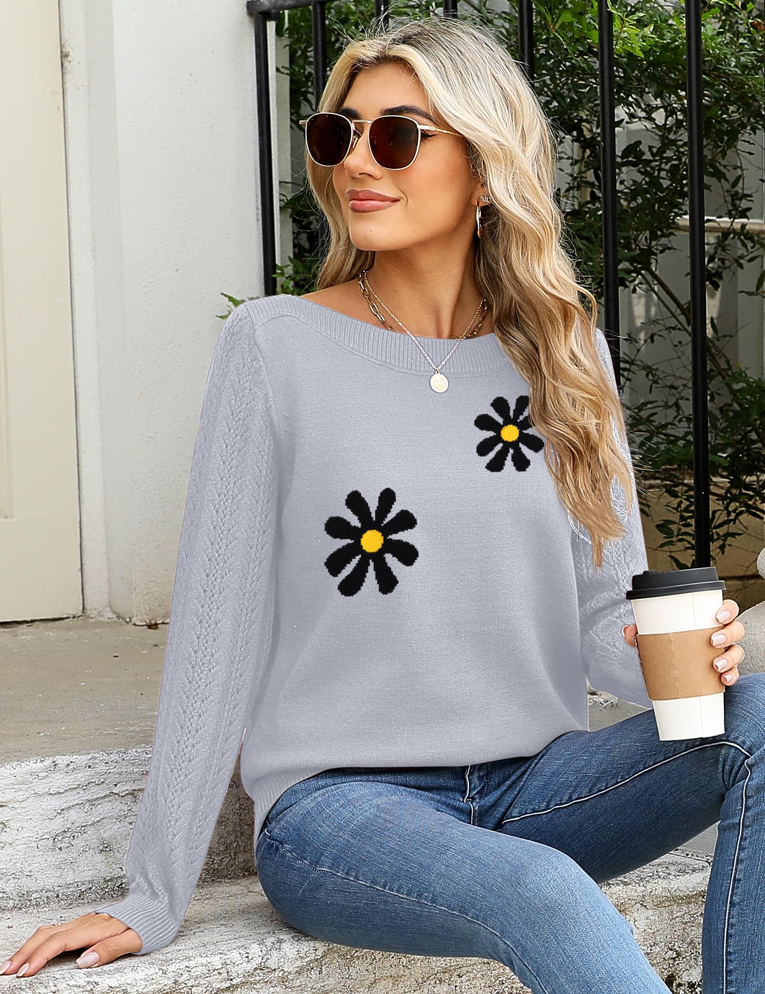 Foto 5 | Jersey Lomon Chic De Punto Fino Con Cuello De Barco Para Mujer, Color Gris - Venta Internacional.