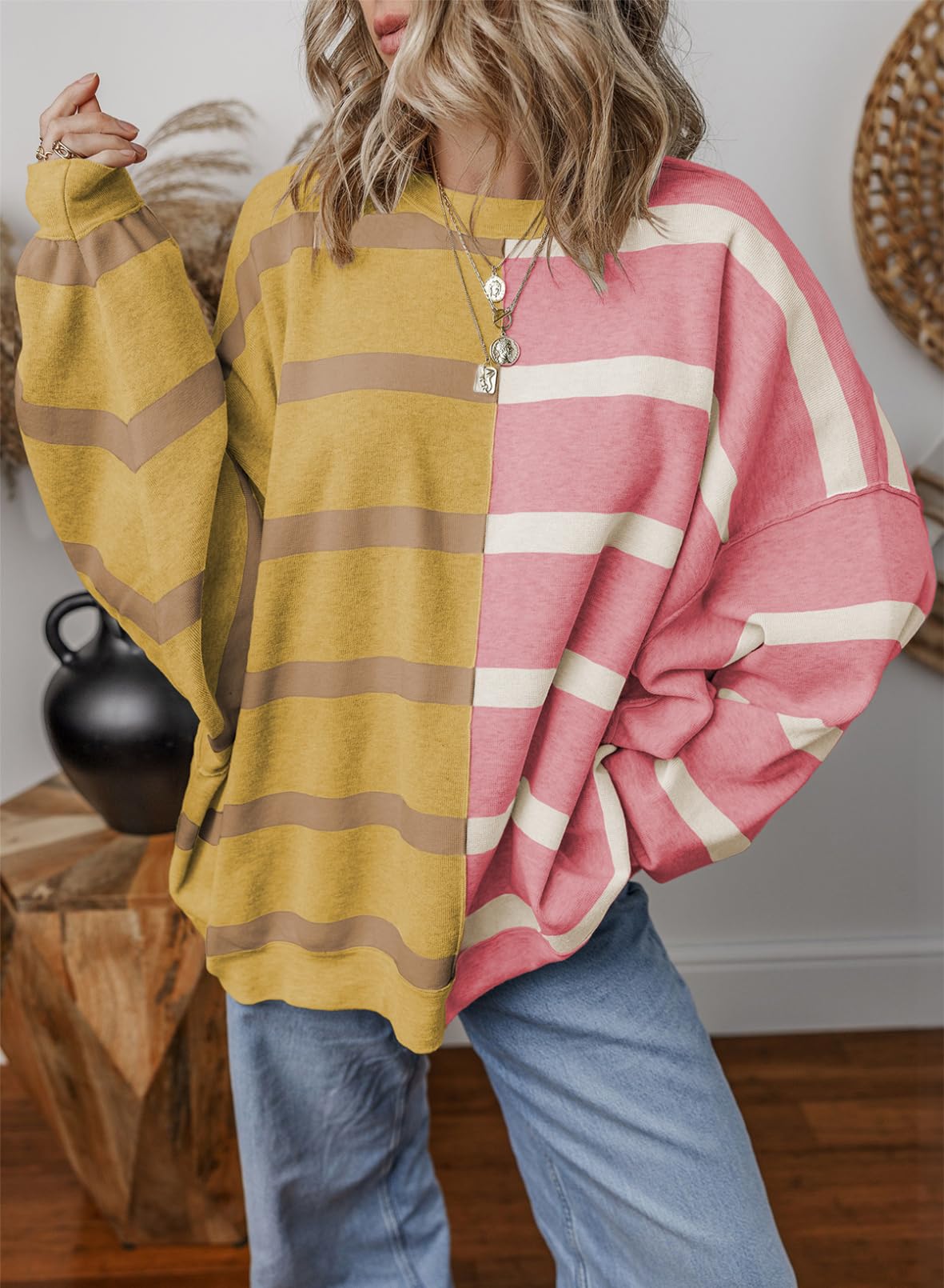 Foto 3 pulgar | Jersey Evaless De Punto Trenzado Extragrande A La Moda Para Mujer, Moderno, Rosa - Venta Internacional.