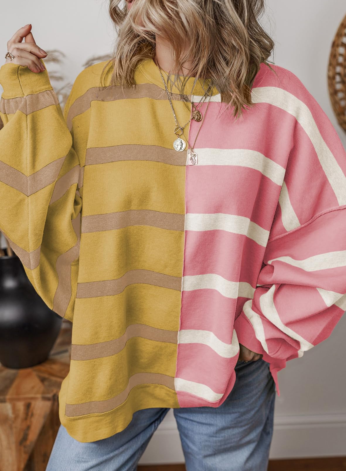 Foto 4 pulgar | Jersey Evaless De Punto Trenzado Extragrande A La Moda Para Mujer, Moderno, Rosa - Venta Internacional.