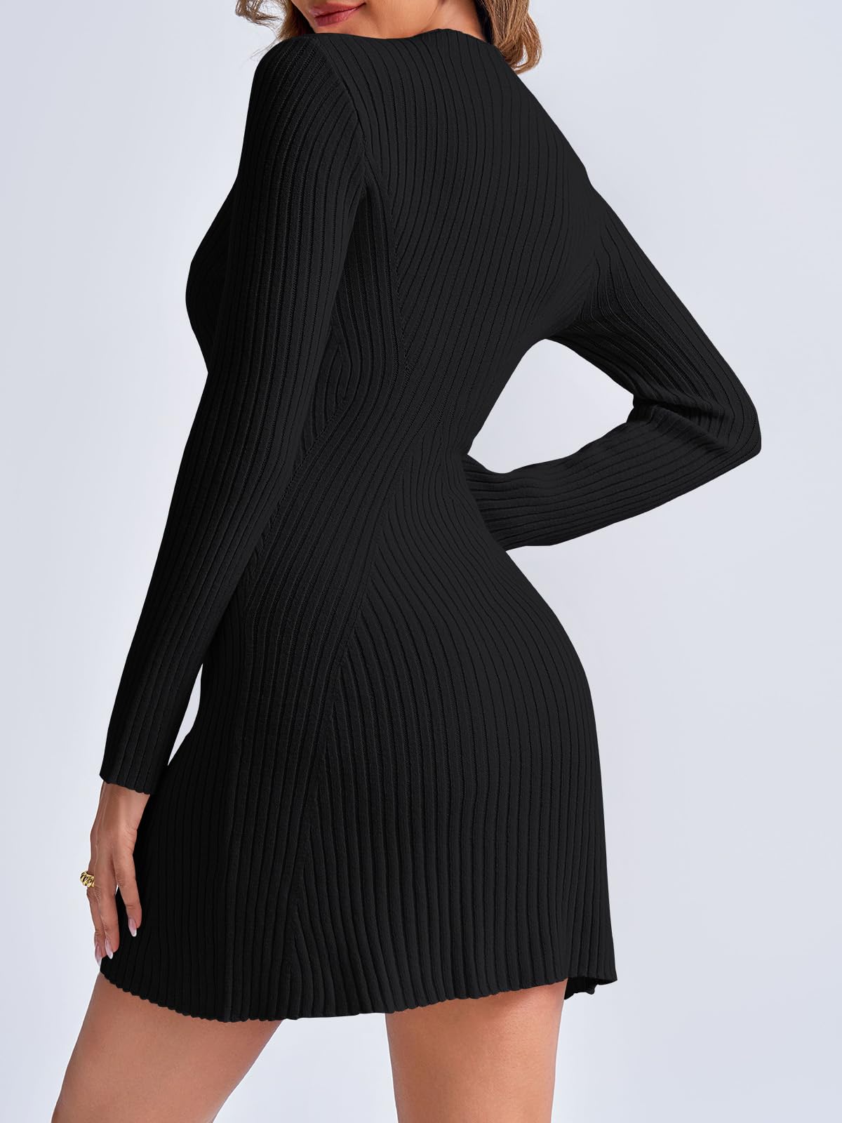 Foto 7 pulgar | Vestido Tipo Suéter Saodimallsu 2024 Para Mujer De Manga Larga Negro - Venta Internacional.