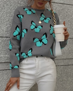 Foto 3 | Jersey Junboon Para Mujer Con Cuello Redondo Y Manga Larga Estampado - Venta Internacional.