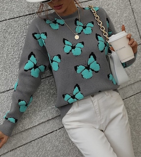 Foto 4 | Jersey Junboon Para Mujer Con Cuello Redondo Y Manga Larga Estampado - Venta Internacional.