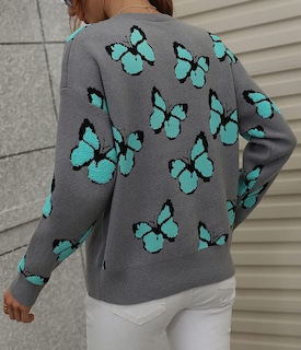 Foto 5 | Jersey Junboon Para Mujer Con Cuello Redondo Y Manga Larga Estampado - Venta Internacional.