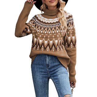 Foto 2 | Jersey Junboon Vintage Con Cuello Alto Y Bloques De Colores A Rayas Para Mujer - Venta Internacional.