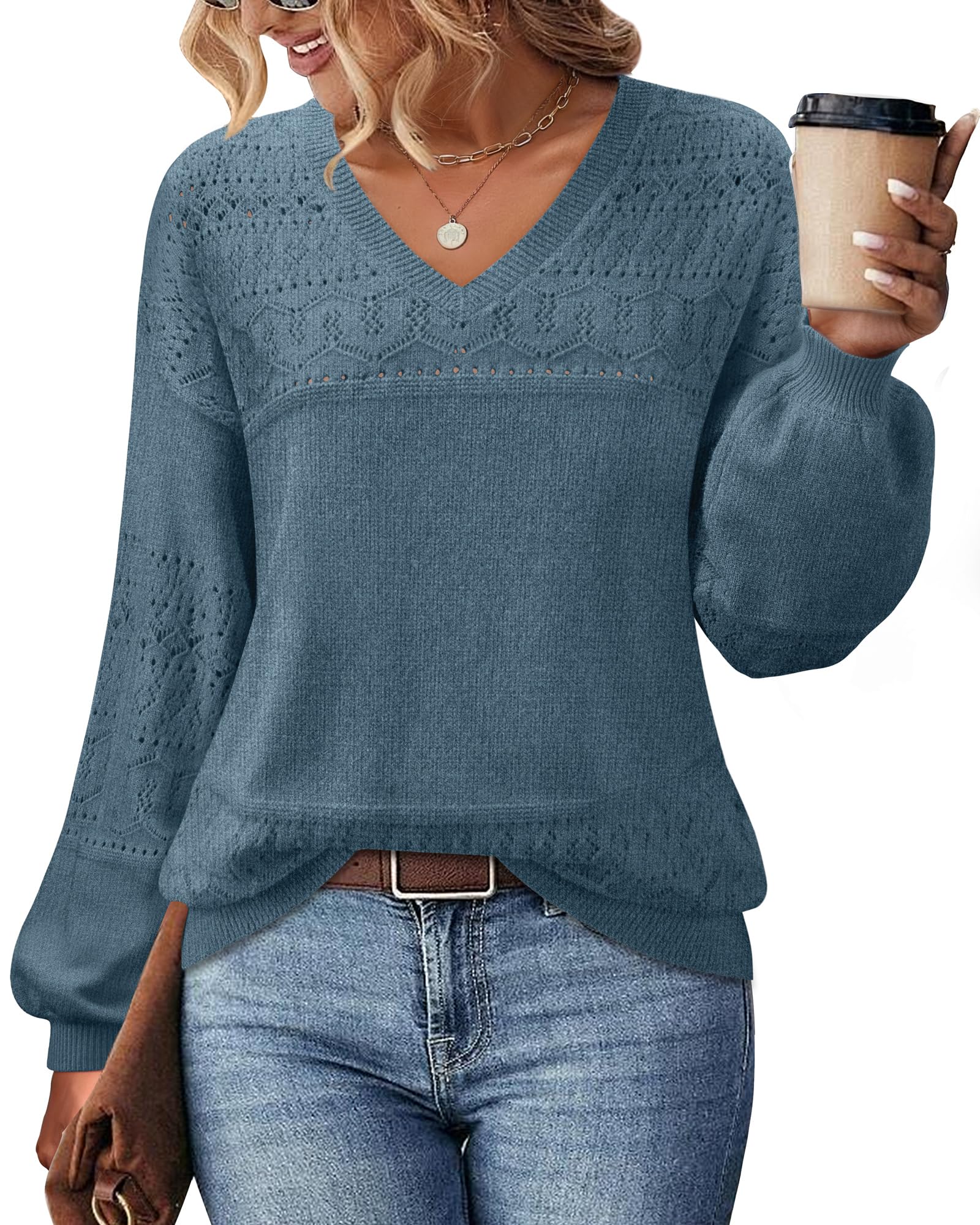 Foto 4 pulgar | Suéter Azul Messic para Mujer - Venta Internacional