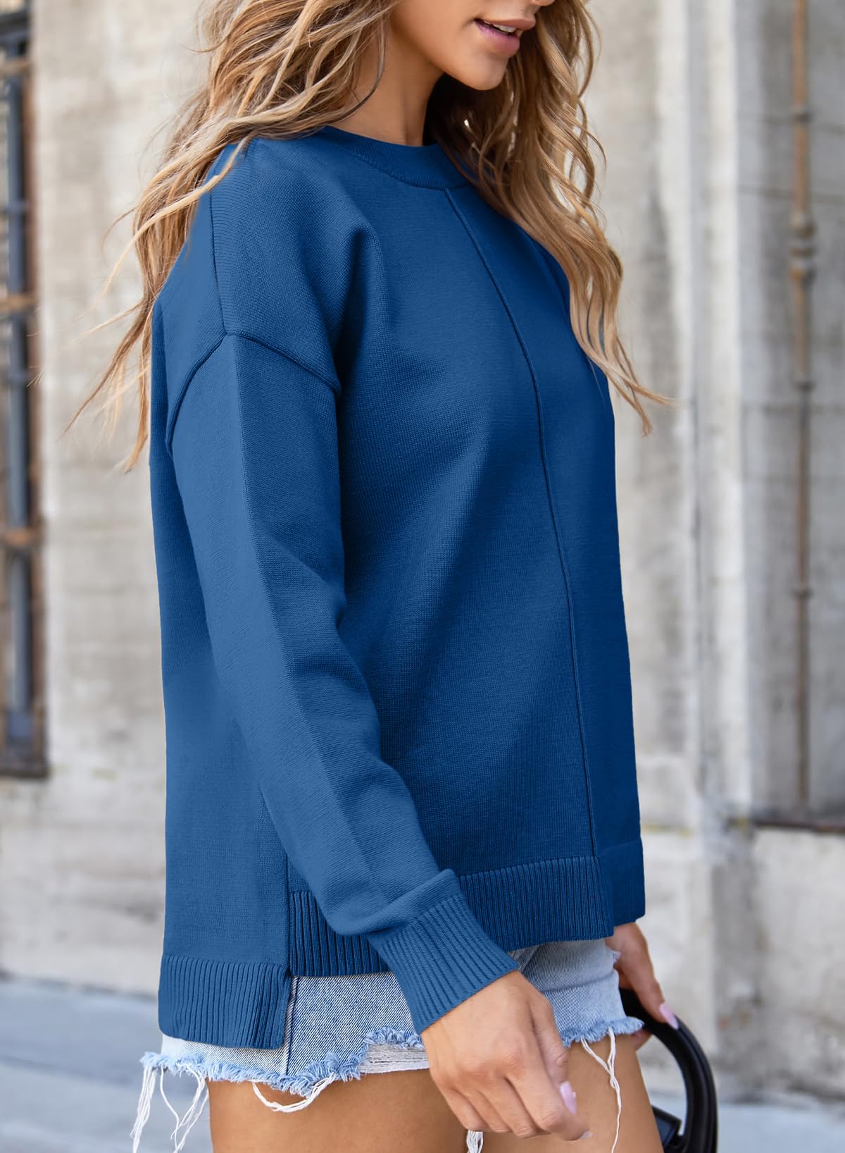 Foto 5 | Suéter Evaless Para Mujer, Otoño-invierno, Manga Larga, Talla S, Color Azul - Venta Internacional.