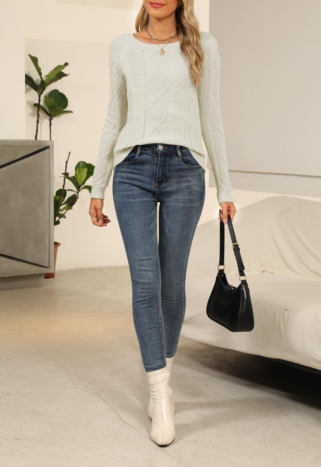 Foto 3 | Jersey Cakulo Para Mujer, Otoño 2024, Tejido Trenzado, Vintage - Venta Internacional.